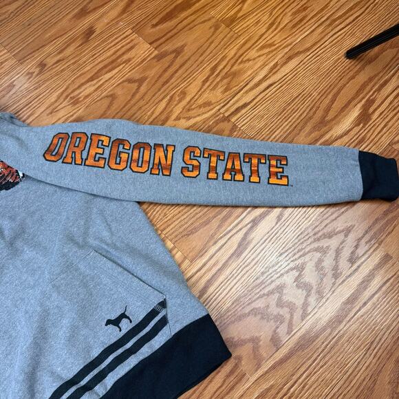 VS Pink OSU Oregon State Beavers Sequin Bling Half-Zip Gray Hoodie Sz XS - Picture 5 of 9